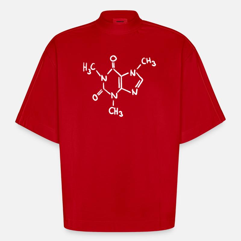 Caffeine Chalk Molecule - Heavyweight Oversized Organic Boxy T-Shirt Made in EU - red