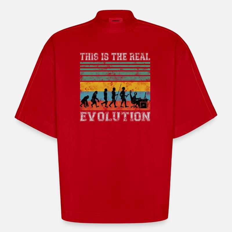 Zocker Gamer Evolution Shirt Geschenk - Heavyweight Oversized Organic Boxy T-Shirt Made in EU - Rot