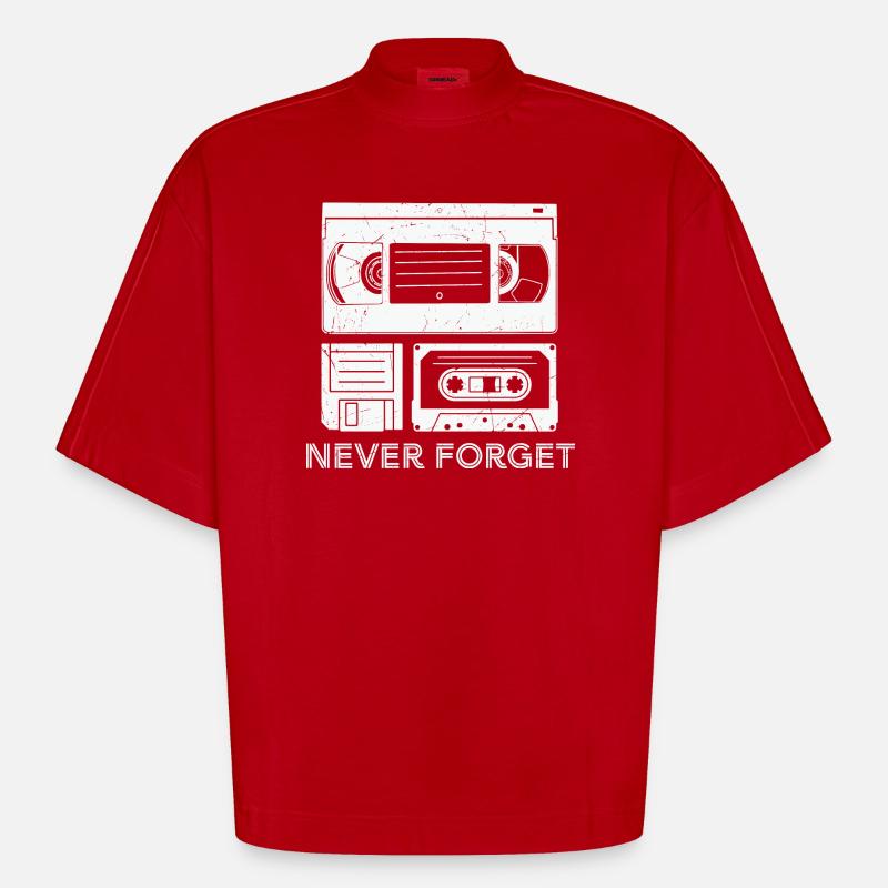 Conception créative de cassette - T-shirt bio épais oversize Boxy fabriqué en UE - rouge