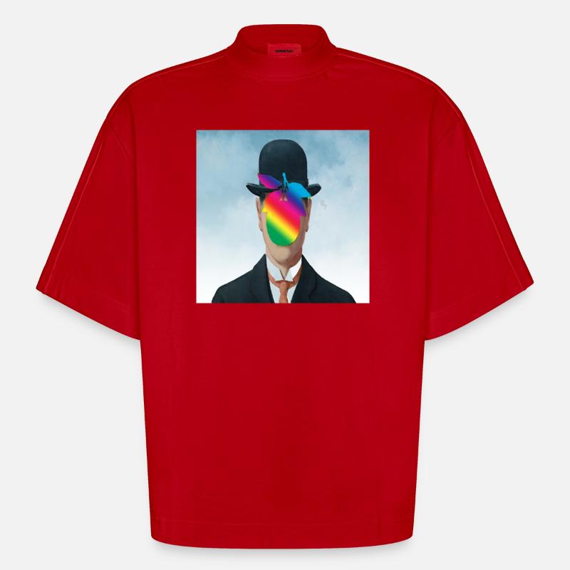 Regenbogen Apfel-Mann - Heavyweight Oversized Organic Boxy T-Shirt Made in EU - Rot