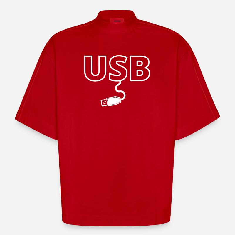 USB, USB-Stick, Computerlüfter - Heavyweight Oversized Organic Boxy T-Shirt Made in EU - Rot