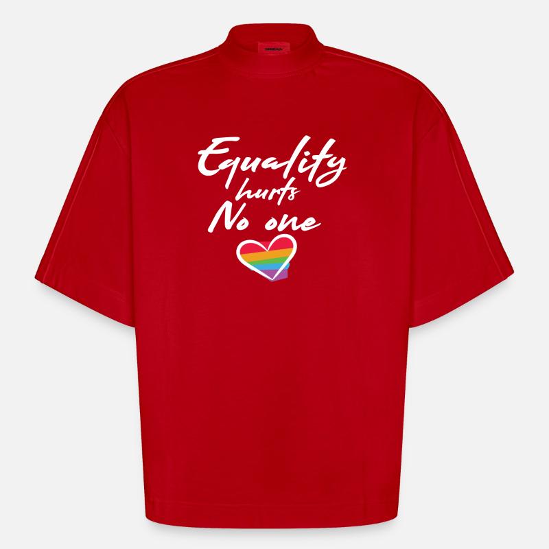 Regenbogen Herz Statement Liebe Frieden - Heavyweight Oversized Organic Boxy T-Shirt Made in EU - Rot