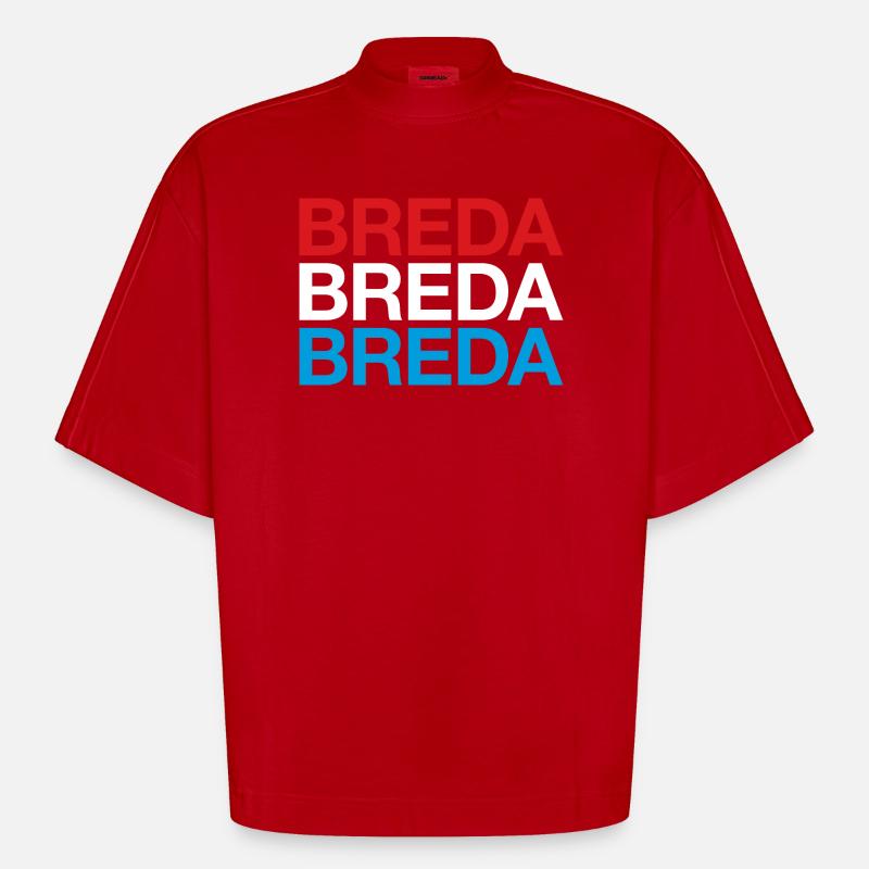 BREDA Pays-Bas Drapeau Pays-Bas - T-shirt bio épais oversize Boxy fabriqué en UE - rouge