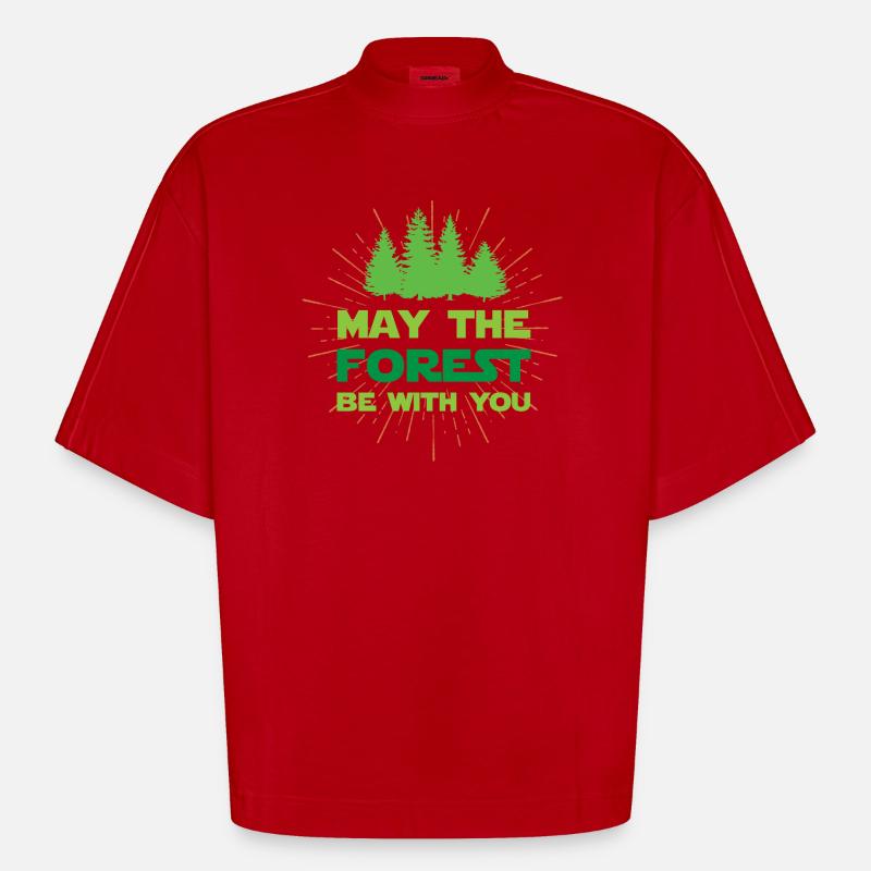 Möge der Wald mit dir sein - Heavyweight Oversized Organic Boxy T-Shirt Made in EU - Rot