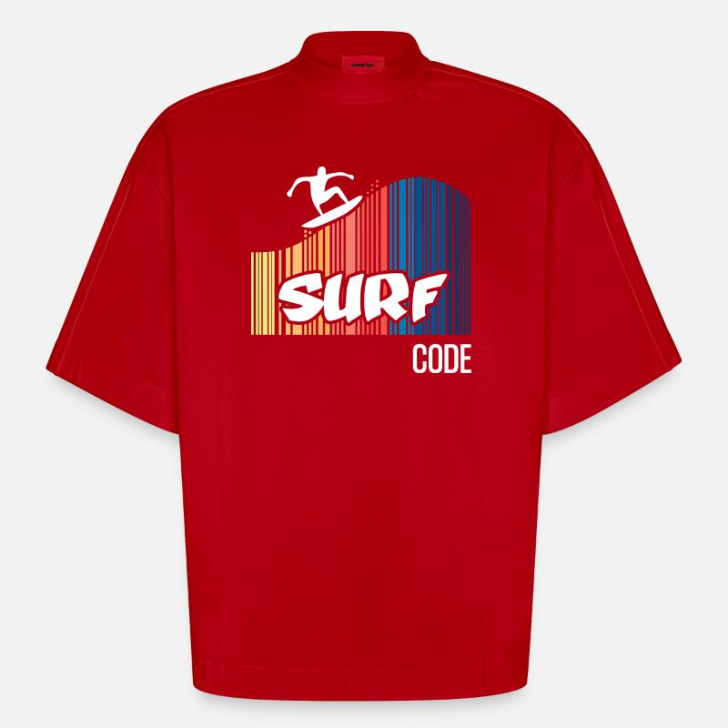 Code de surf (sombre) - T-shirt bio épais oversize Boxy fabriqué en UE - rouge