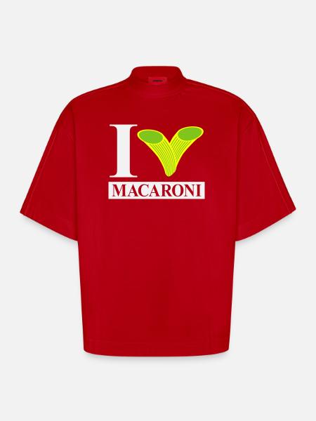 J’adore les macaronis - T-shirt bio épais oversize Boxy fabriqué en UE - rouge