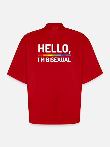 Hello, I’m Bisexual - Heavyweight Oversized Organic Boxy T-Shirt Made in EU - red