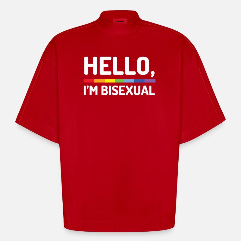 Hello, I’m Bisexual - Heavyweight Oversized Organic Boxy T-Shirt Made in EU - red
