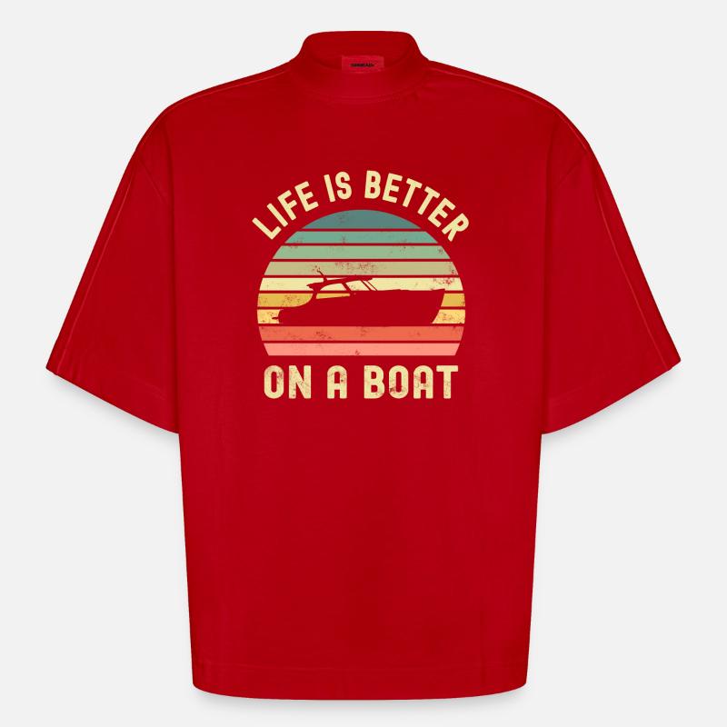 Boot Bootsbesitzer Bootsfahrer - Heavyweight Oversized Organic Boxy T-Shirt Made in EU - Rot