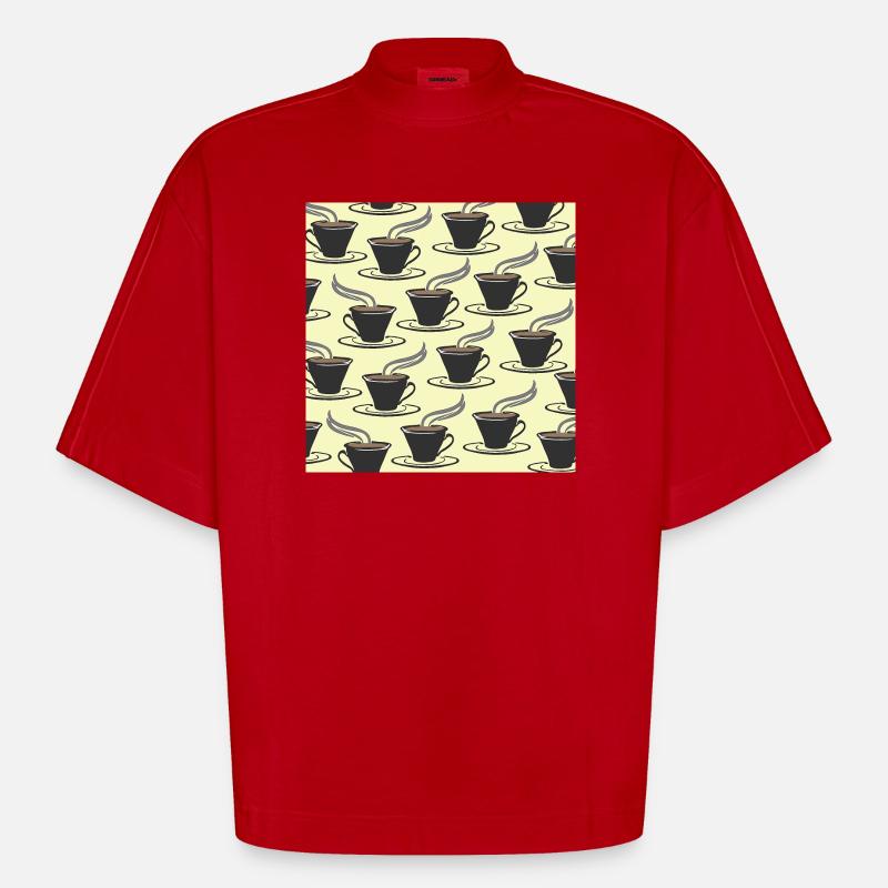 tolle küchenmuster, kaffeetassenmuster - Heavyweight Oversized Organic Boxy T-Shirt Made in EU - Rot