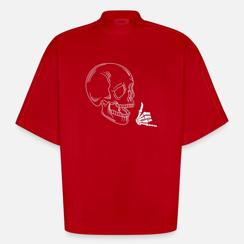 Crâne à bascule - T-shirt bio épais oversize Boxy fabriqué en UE - rouge
