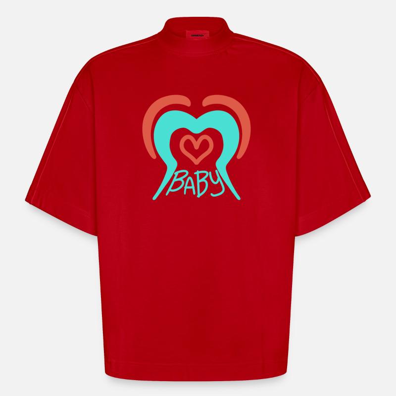 Bébé - T-shirt bio épais oversize Boxy fabriqué en UE - rouge