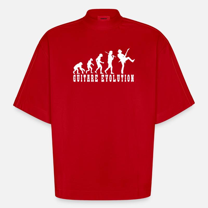 Evolution der Gitarrenkultur - Heavyweight Oversized Organic Boxy T-Shirt Made in EU - Rot