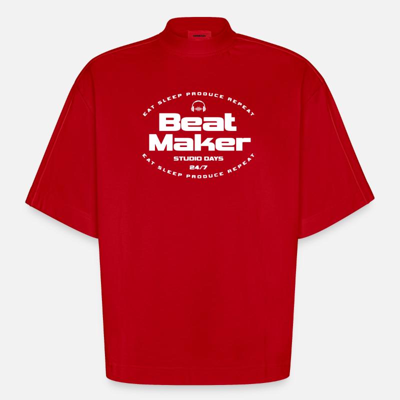 Journées de studio Beat Maker - T-shirt bio épais oversize Boxy fabriqué en UE - rouge