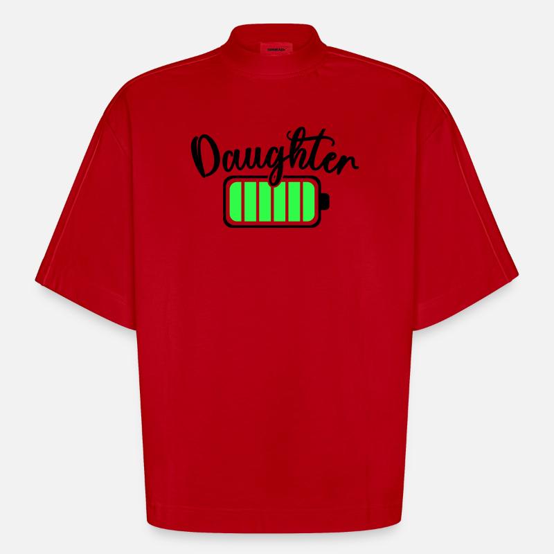 Neon Bar Equalizer Pattern - Heavyweight Oversized Organic Boxy T-Shirt Made in EU - red