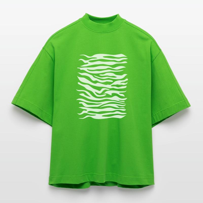 Zebra pattern white Heavyweight Oversized Organic Boxy T-Shirt Made in EU