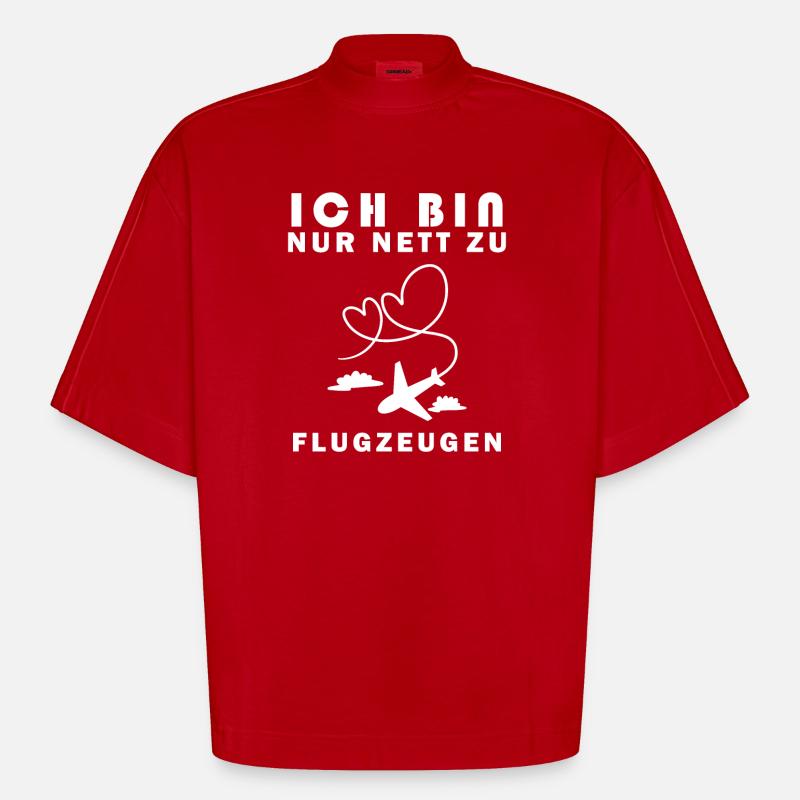 Modellflug Pilot Modellbau Flugzeug Modellbauer - Heavyweight Oversized Organic Boxy T-Shirt Made in EU - Rot
