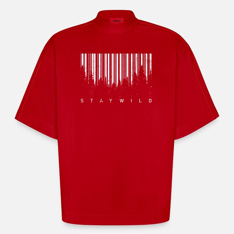 Wald-Barcode-Silhouette - Heavyweight Oversized Organic Boxy T-Shirt Made in EU - Rot