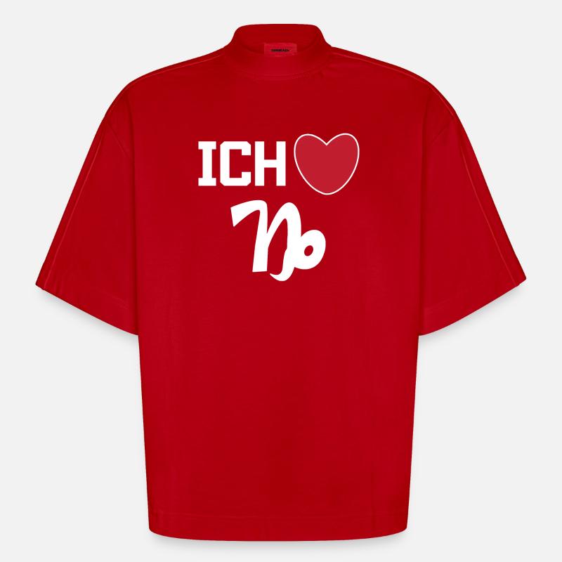 Steinbock Herz Statement Horoskop Sternzeichen - Heavyweight Oversized Organic Boxy T-Shirt Made in EU - Rot