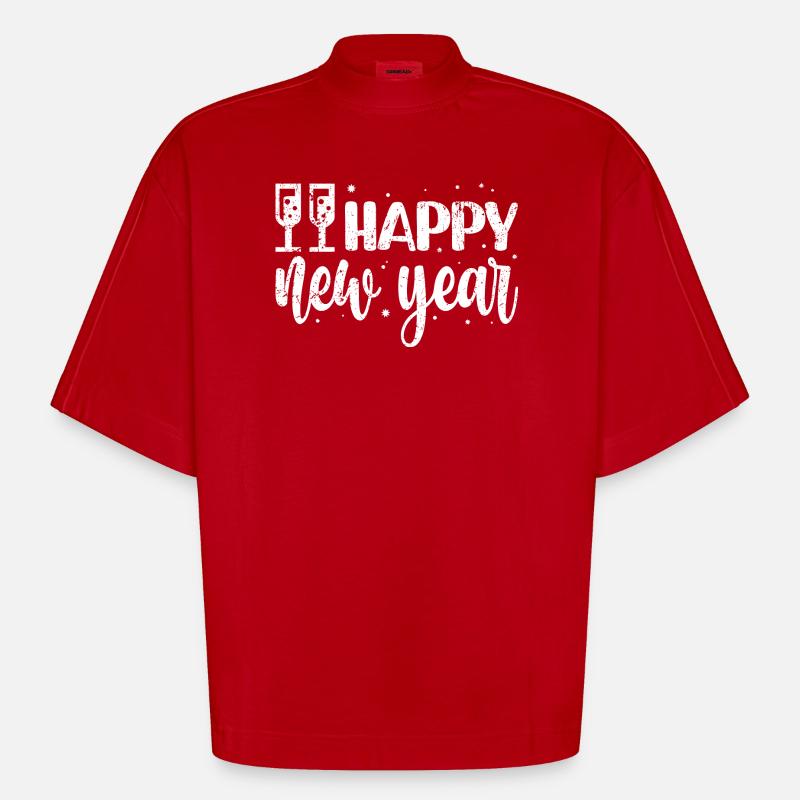 Neujahrsfestliches Skript & Schneeflocken - Heavyweight Oversized Organic Boxy T-Shirt Made in EU - Rot