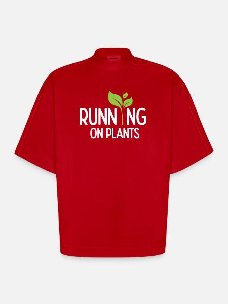 Running On Plants - Heavyweight Oversized Organic Boxy T-Shirt Made in EU - red