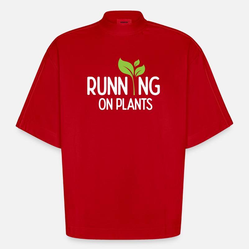 Running On Plants - Heavyweight Oversized Organic Boxy T-Shirt Made in EU - red