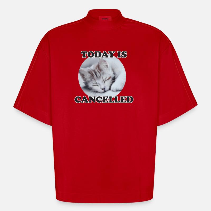 sleeping cat - Heavyweight Oversized Organic Boxy T-Shirt Made in EU - Rot