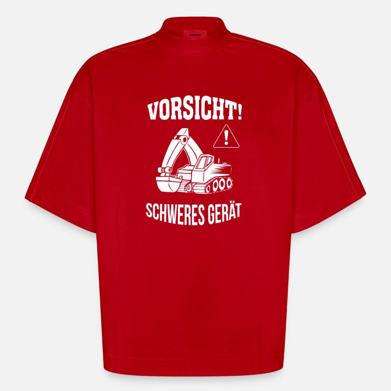 Bagger Baggerfahrer Baugeräteführer Schweres Gerät - Heavyweight Oversized Organic Boxy T-Shirt Made in EU - Rot