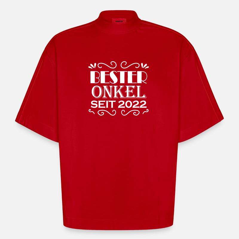 Bester Onkel seit 2022 - Heavyweight Oversized Organic Boxy T-Shirt Made in EU - Rot