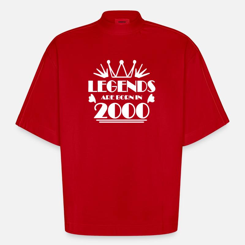 2000 - Né en 2000 - T-shirt bio épais oversize Boxy fabriqué en UE - rouge