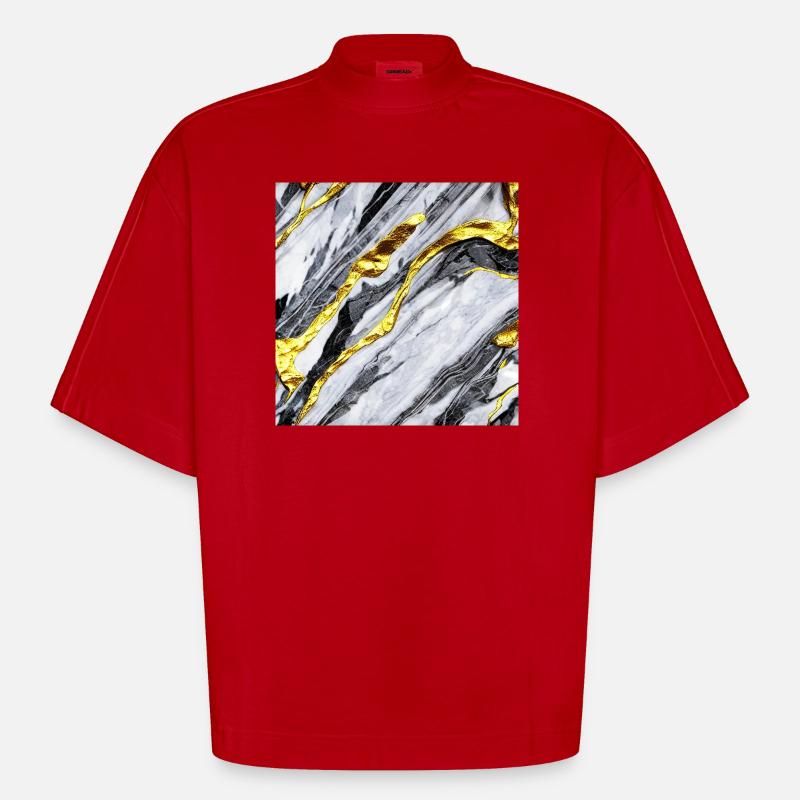Structure en marbre or - T-shirt bio épais oversize Boxy fabriqué en UE - rouge