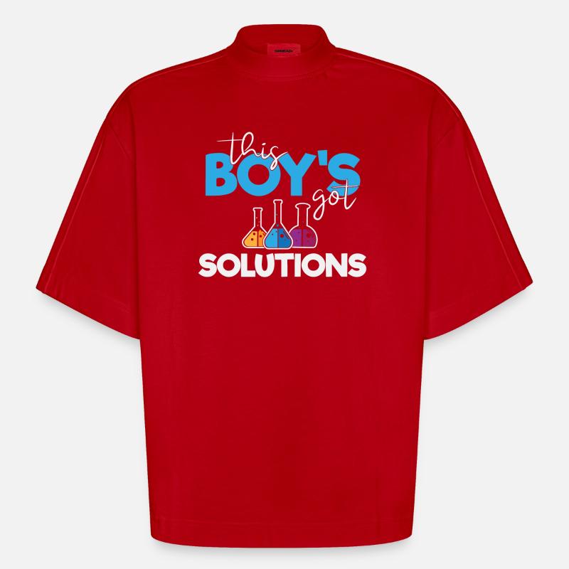 Ce garçon a des solutions - T-shirt bio épais oversize Boxy fabriqué en UE - rouge