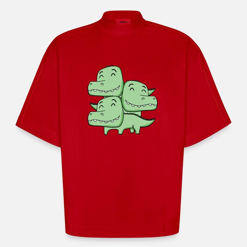 Crocodiles mignons - Crocodile - T-shirt bio épais oversize Boxy fabriqué en UE - rouge