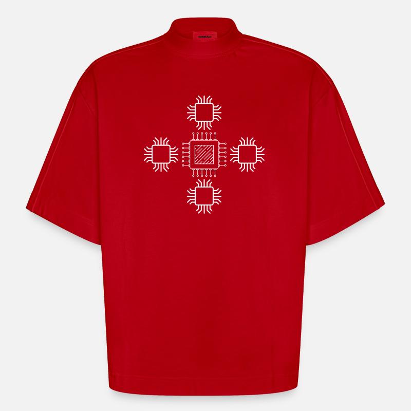 computer, scheda madre, disco rigido - Maglietta boxy ecologica oversize Heavyweight Made in UE - rosso