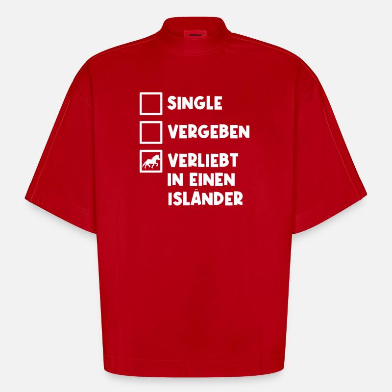 Islandpferde Pferdeliebe Statement Pferdenarr - Heavyweight Oversized Organic Boxy T-Shirt Made in EU - Rot