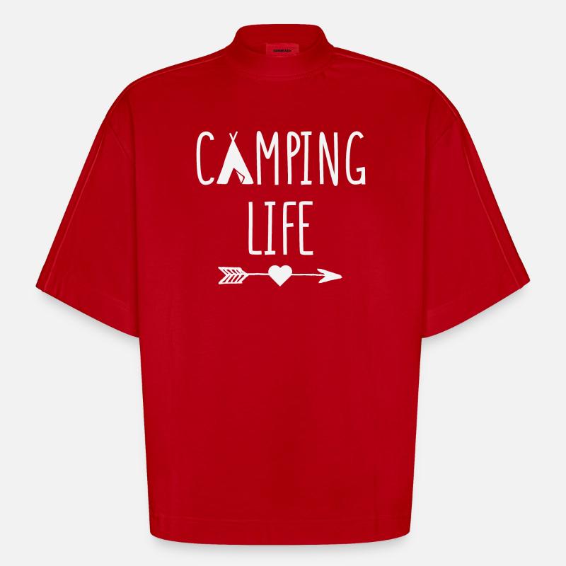 Leben auf dem Campingplatz - Heavyweight Oversized Organic Boxy T-Shirt Made in EU - Rot