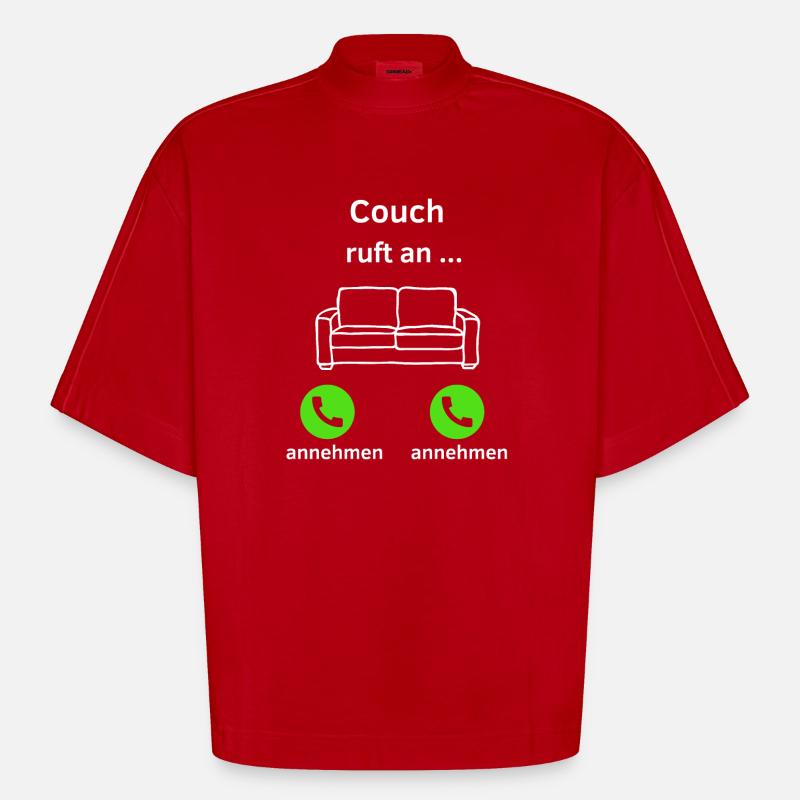 Couch ruft an - annehmen oder annehmen? - Heavyweight Oversized Organic Boxy T-Shirt Made in EU - Rot