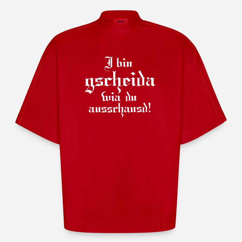 Gscheider wia du - Heavyweight Oversized Organic Boxy T-Shirt Made in EU - Rot