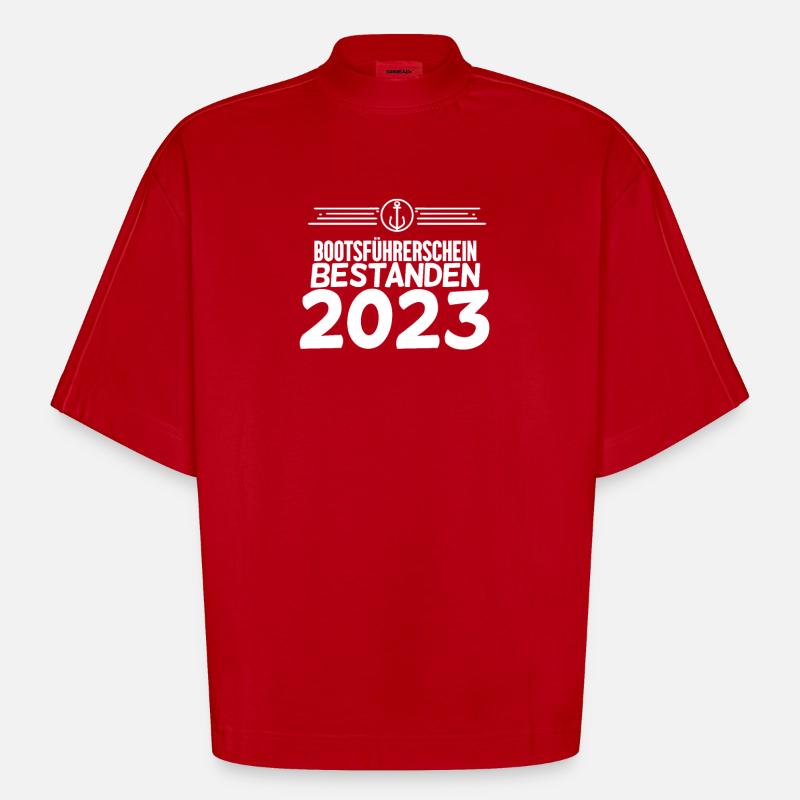 Bootsführerschein 2023 Motorboot Geschenk - Heavyweight Oversized Organic Boxy T-Shirt Made in EU - Rot