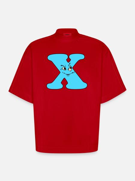 X - Heavyweight Oversized Organic Boxy T-Shirt Made in EU - Rot