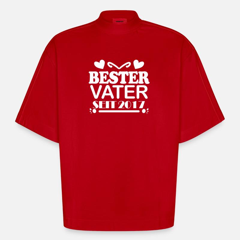Bester Vater seit 2017 - Heavyweight Oversized Organic Boxy T-Shirt Made in EU - Rot