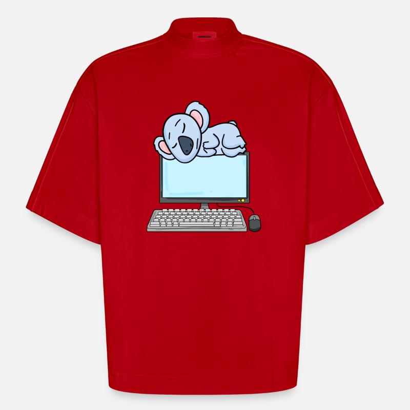 Koala Computer Nerd Programmierer Geschenk - Heavyweight Oversized Organic Boxy T-Shirt Made in EU - Rot