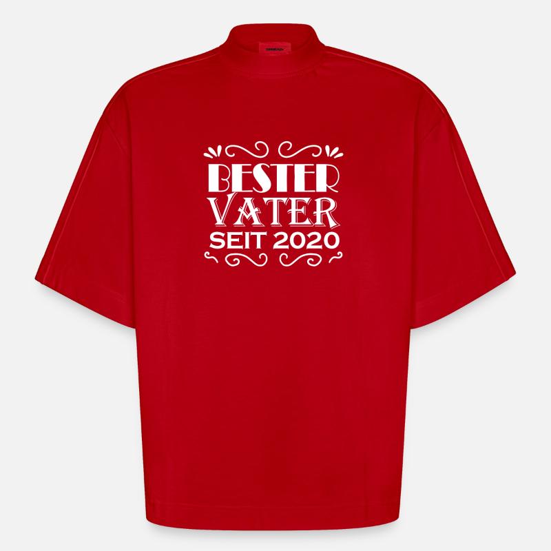 Bester Vater seit 2020 - Heavyweight Oversized Organic Boxy T-Shirt Made in EU - Rot