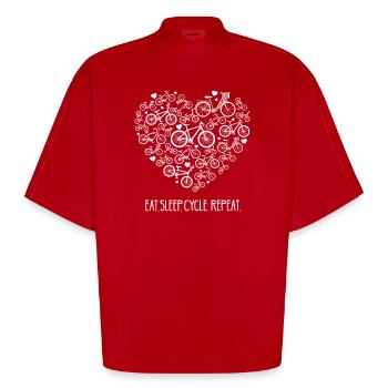 Fahrrad, Fahrrad, Fahrrad, Fahrradventilator - Heavyweight Oversized Organic Boxy T-Shirt Made in EU - Rot - Vorne