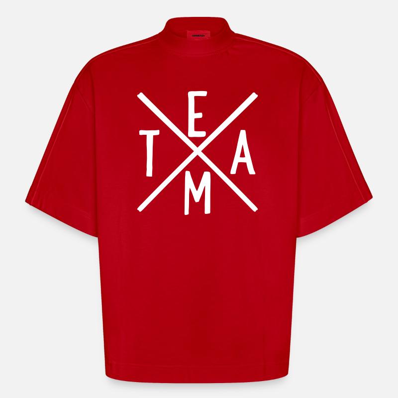 Équipe - T-shirt bio épais oversize Boxy fabriqué en UE - rouge
