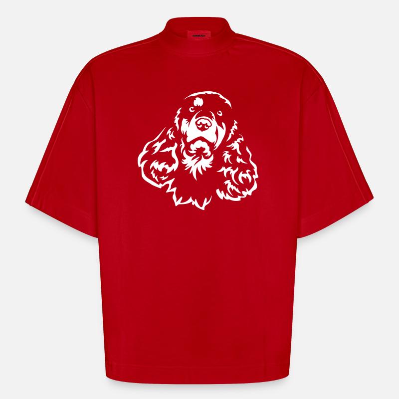 Cocker Spaniel Head « Black Edition » - T-shirt bio épais oversize Boxy fabriqué en UE - rouge