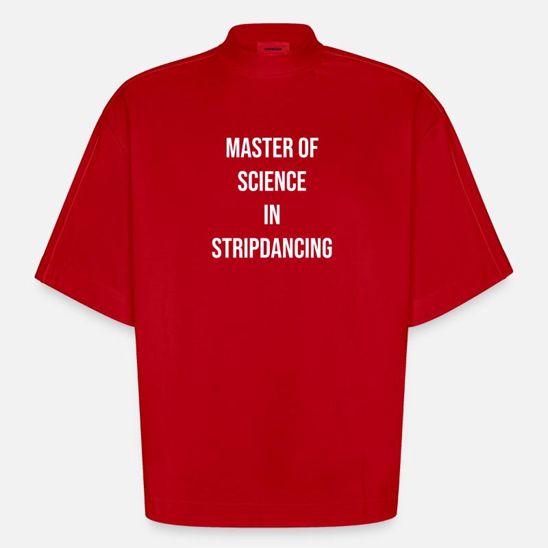 Maître en sciences en striptease - T-shirt bio épais oversize Boxy fabriqué en UE - rouge