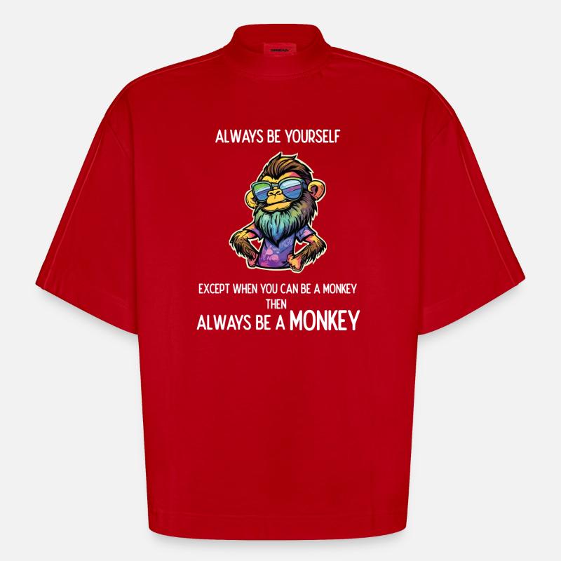 Sei immer ein Affe - Heavyweight Oversized Organic Boxy T-Shirt Made in EU - Rot