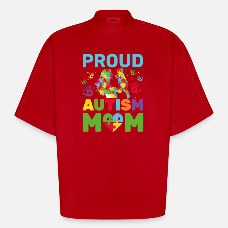 Stolze Autismus-Mutter-Bewusstseinsmutter - Heavyweight Oversized Organic Boxy T-Shirt Made in EU - Rot