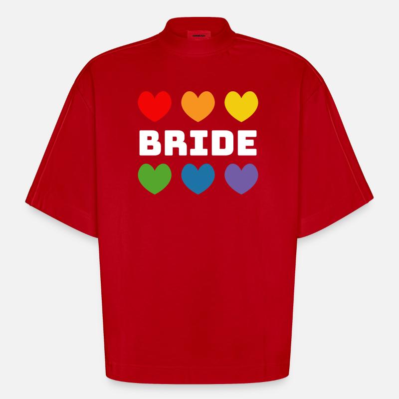 Regenbogenherzchen Bride weiss - Heavyweight Oversized Organic Boxy T-Shirt Made in EU - Rot